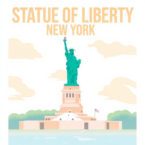 Poster Statue de la Liberté BLN PRINT vintage voyage