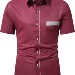 Chemise décontractée carreaux homme manches courtes été-0