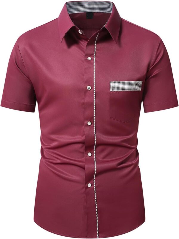 Chemise décontractée carreaux homme manches courtes été-0