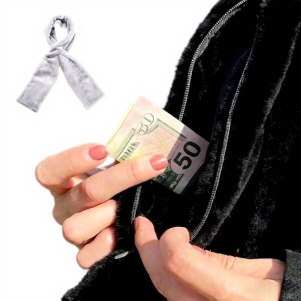 Écharpe en fausse fourrure HOUXIANDOU poche zippée femme