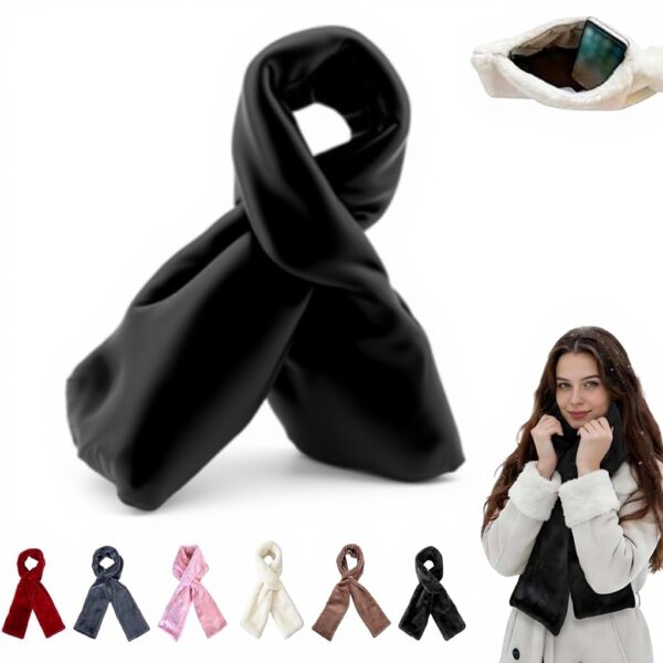 Écharpe en fausse fourrure HOUXIANDOU poche zippée femme