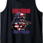 Débardeur Militaire Vétéran LA LIBERTÉ N'EST PAS POLITE Noir-0