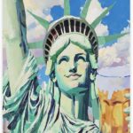 Affiche Statue de la Liberté bière vintage toile décoration-0