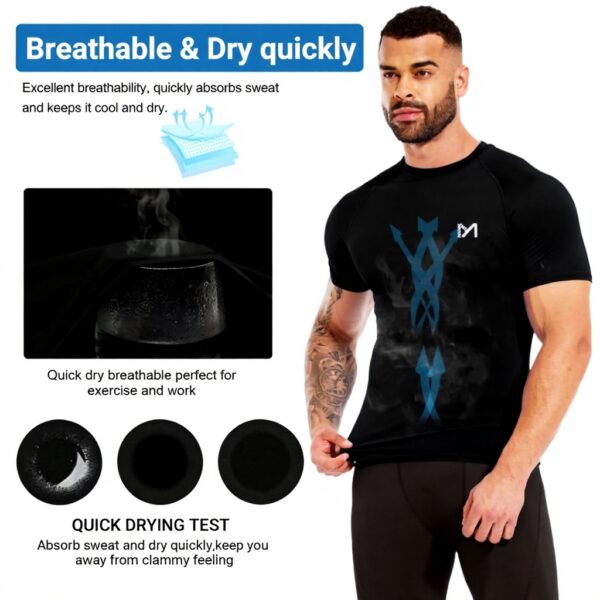 Tee shirt compression homme MEETYOO sport fitness running