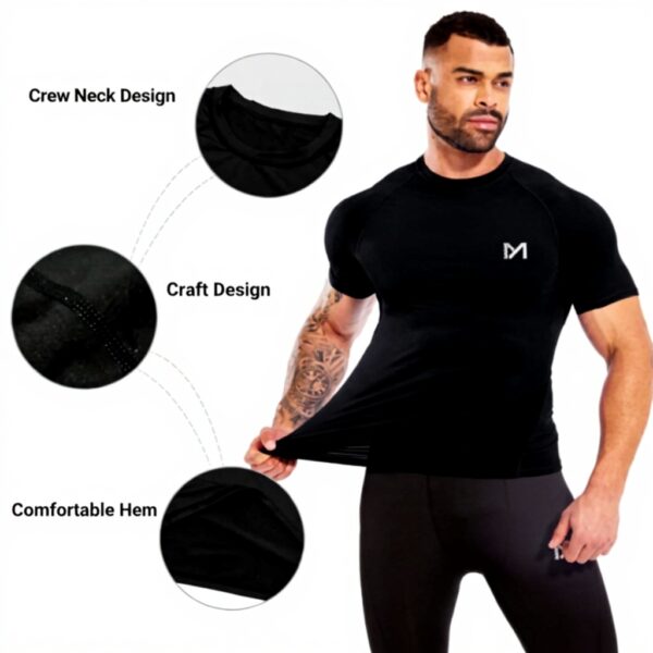 Tee shirt compression homme MEETYOO sport fitness running