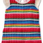 Robe fille GAP rayures multicolores douce et confortable-0
