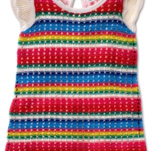 Robe fille GAP rayures multicolores douce et confortable-0