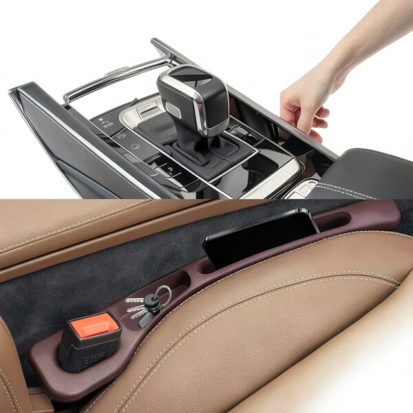 Boîte rangement siège voiture Générique cuir synthétique-5