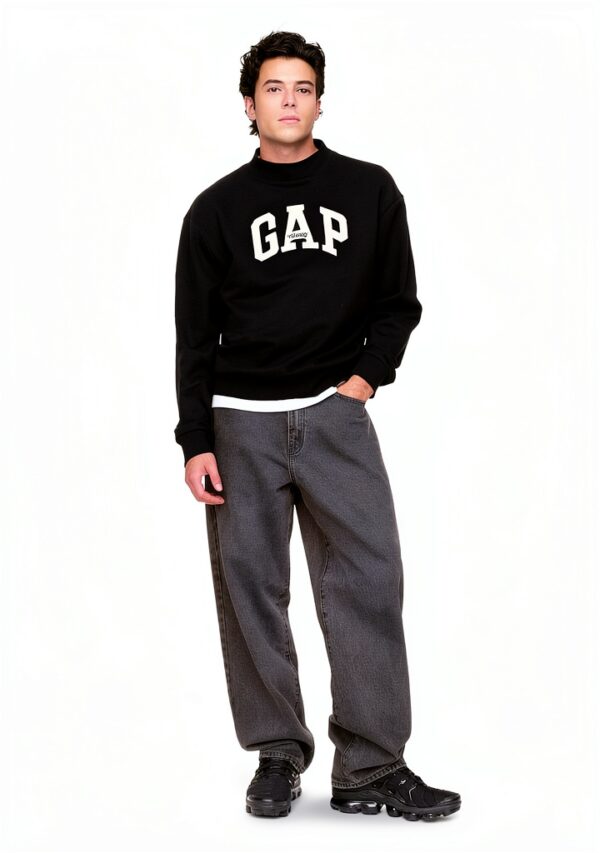 Sweat GAP Homme Noir Polaire Logo Signature Capuche-3