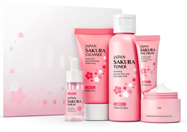 LAIKOU Sakura Soins Visage Coffret Nettoyant Toner Sérum