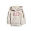 Sweat à capuche GAP bébé fille polaire douce gris-1