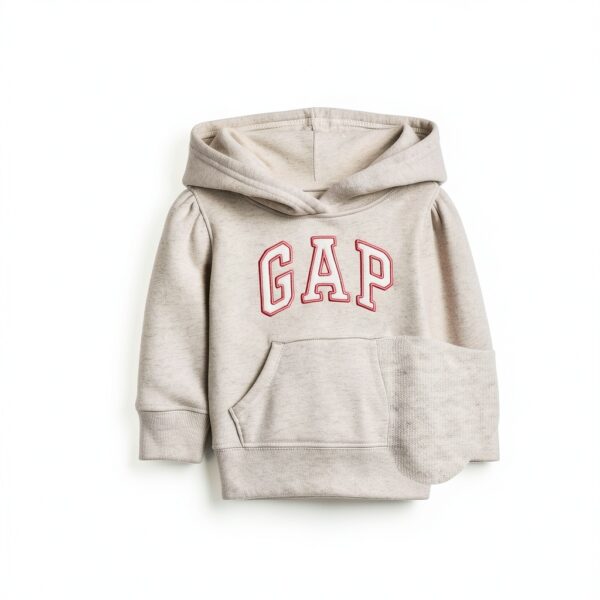 Sweat à capuche GAP bébé fille polaire douce gris-1