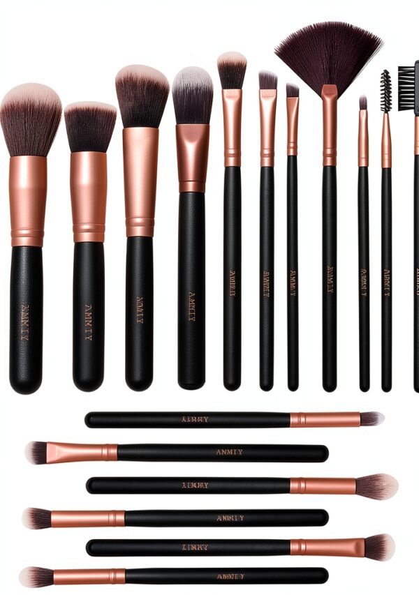 AMMIY Pinceaux Maquillage Rose Doré Synthétiques Set 18