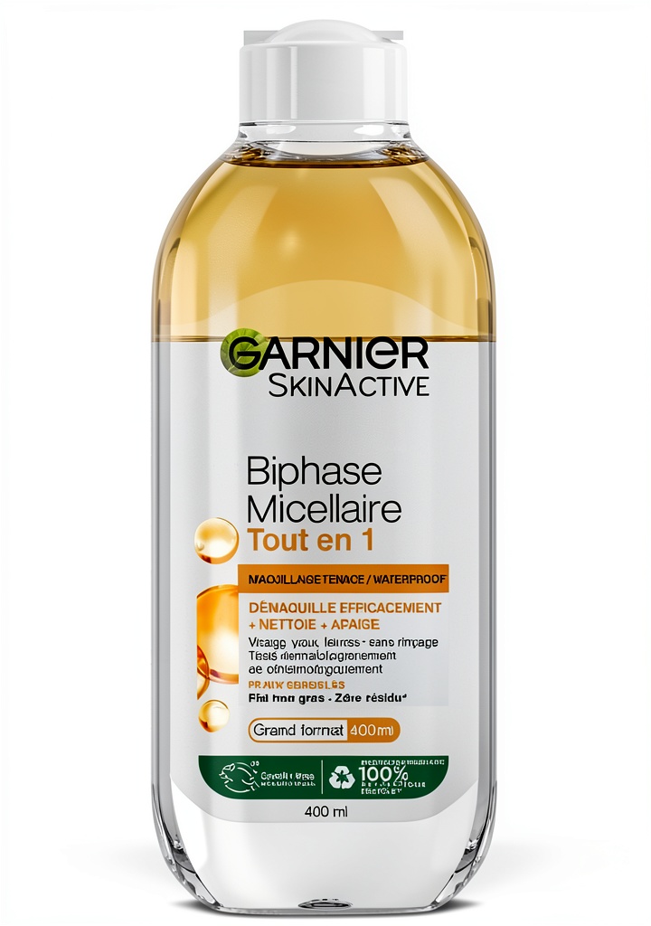 Application de l'eau micellaire Garnier sur un coton réutilisable