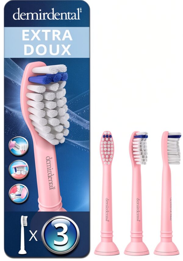 têtes de brosse demirdental 3 Pack extra doux rose-0